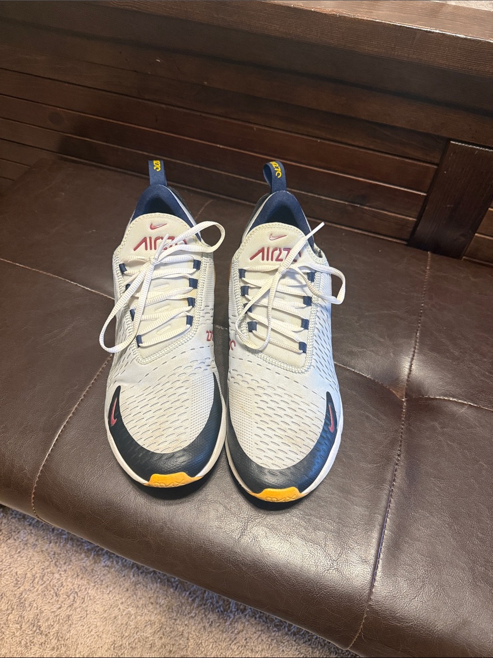 Nike Air Max 270 Black, Blue, White & Yellow Athletic Shoes